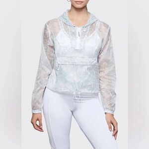 Good American Icy Leopard Print Windbreaker Jacket Size 2